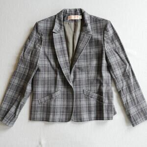 Pendleton Vintage Blazer jacket plaid grey blue pure virgin wool womens M/L